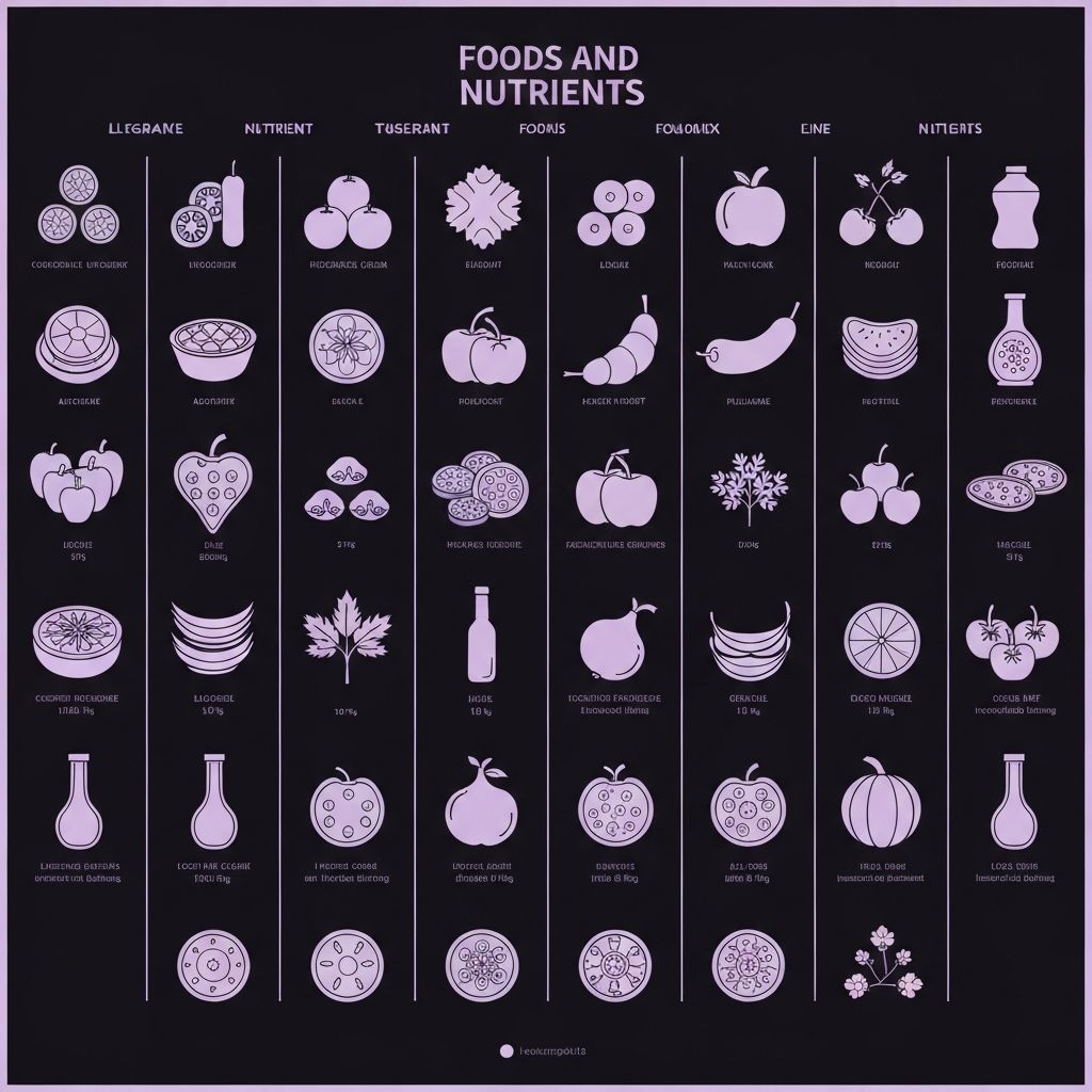 Visuelle Übersicht Lebensmittel und Nährstoffe